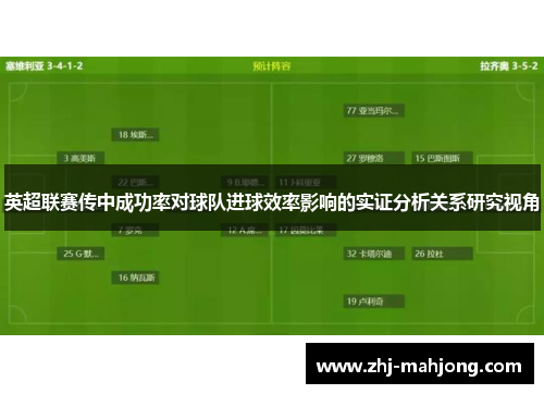 英超联赛传中成功率对球队进球效率影响的实证分析关系研究视角